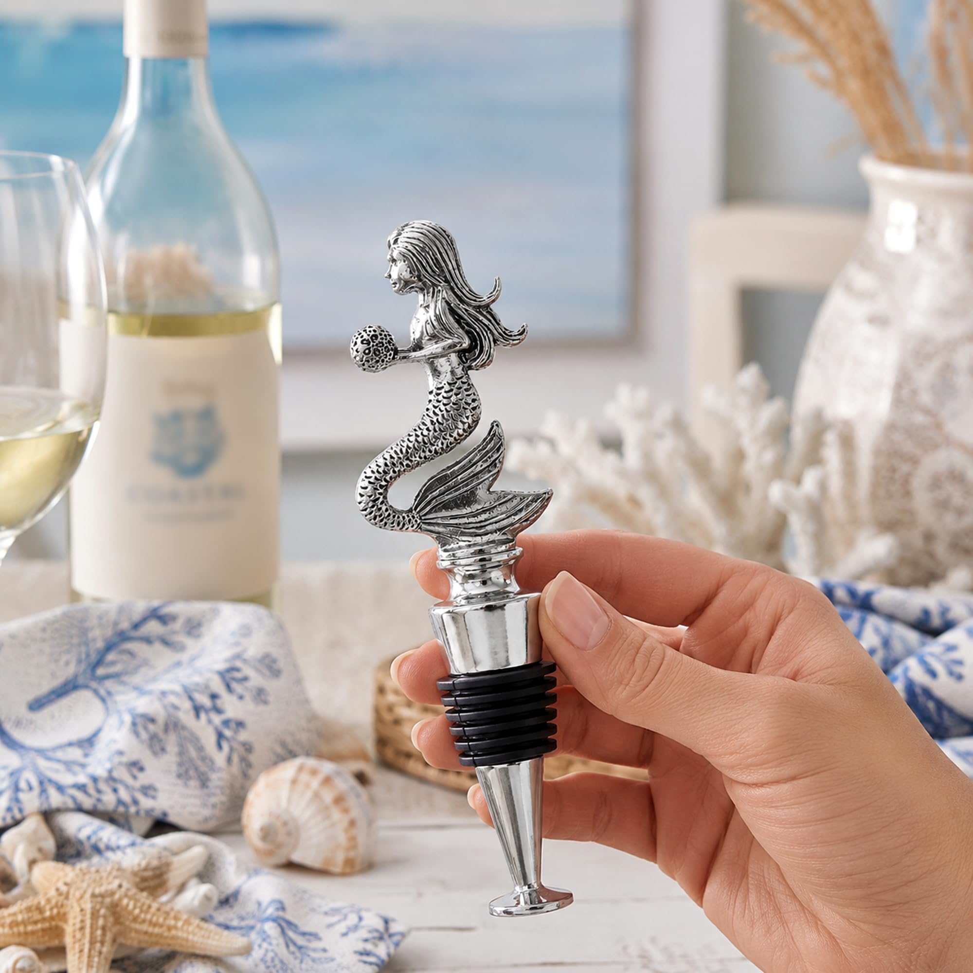 Homestia - Tapón de acero inoxidable reutilizable para botella de vino y otras bebidas.