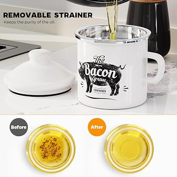 Black Meat Chopper and 15OZ Mini White Bacon Grease Container