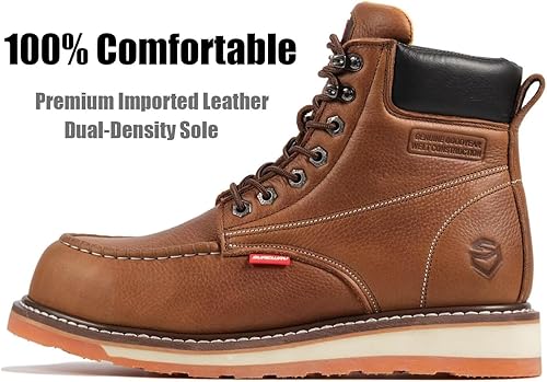 Miniatura 9 de SUREWAY 6" Men's Heavy Duty SoftCompositeSteel Toe Work BootsShoes for Men,Goodyear Welt Comfortable Durable Construction Boot,Superior