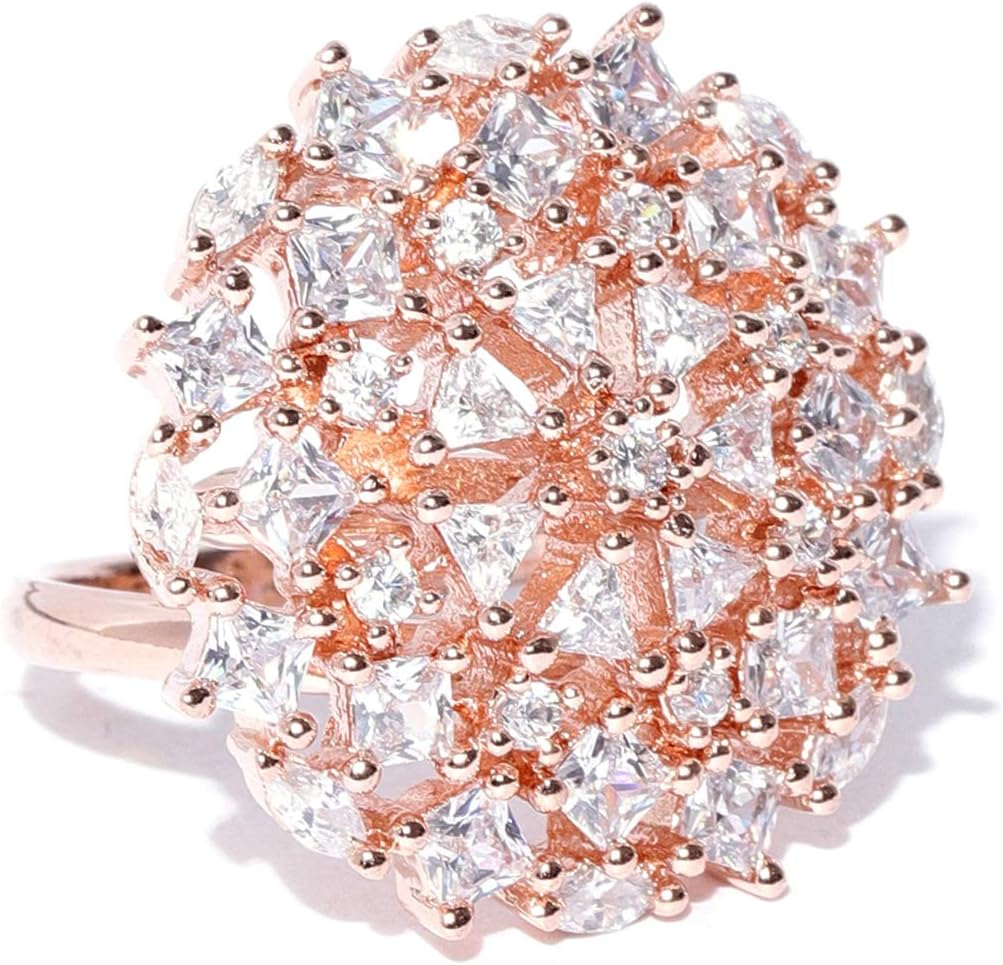 Sparkling Cubic Zirconia Rose Gold Adjustable Finger Ring For Women-ZPFK8384