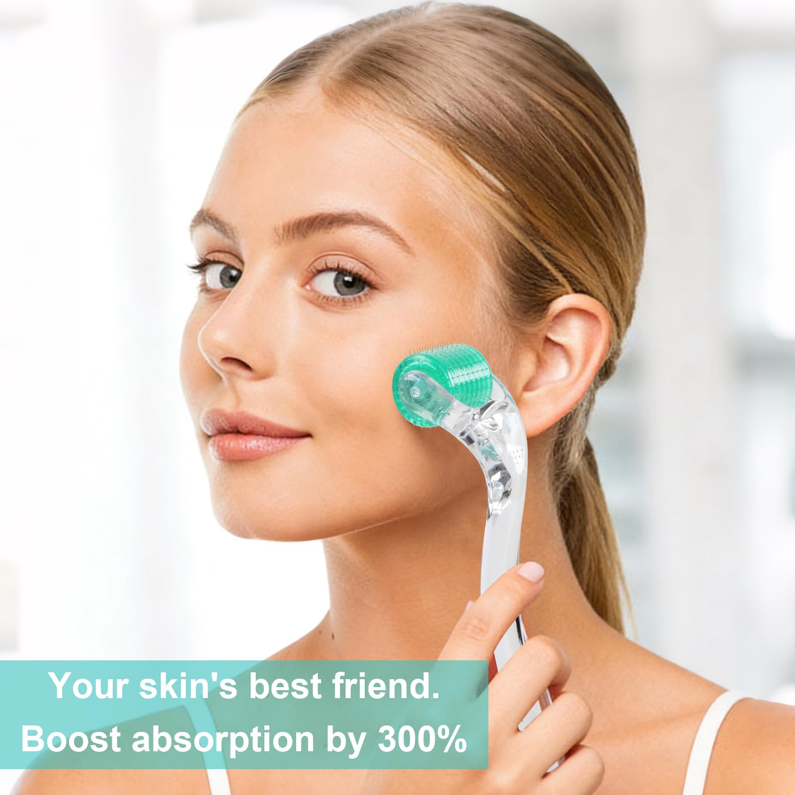Derma Roller 0.5mm sistema antietà con 192 microaghi, anti-invecchiamento, acne, smagliature, cellulite, riduce la perdita di capelli