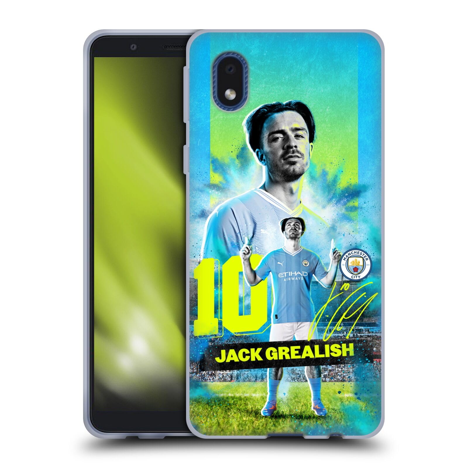 Head Case Designs Officially Licensed Manchester City Man City FC Jack Grealish 2023/24 First Team Gel Case [Military Grade Protection] Compatible With Samsung Galaxy A01 Core (2020)