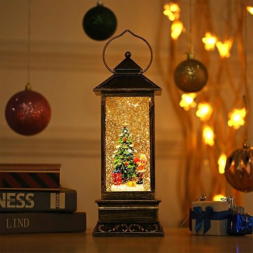 Miniatura 42 de Globo de nieve de Navidad, linterna de Navidad para decoración de habitación en interiores, linterna de agua brillante alimentada por USB/pilas,