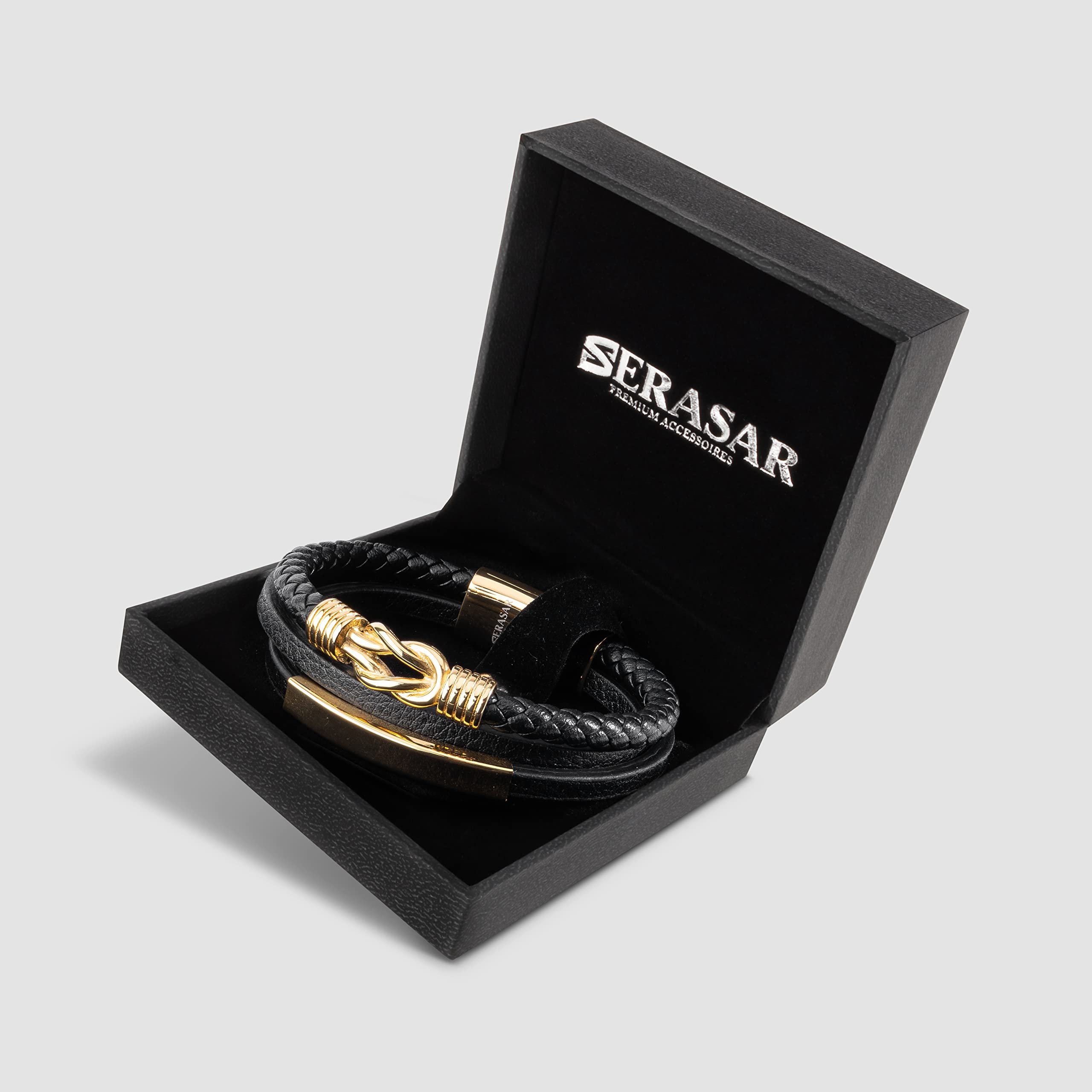 SERASAR Bracciale Premium da Donna | 925 Sterline d'Argento | Placcatura in Vero Oro 18 Carati | Lunghezza Regolabile | Quattro Colori | Portagioie Incluso