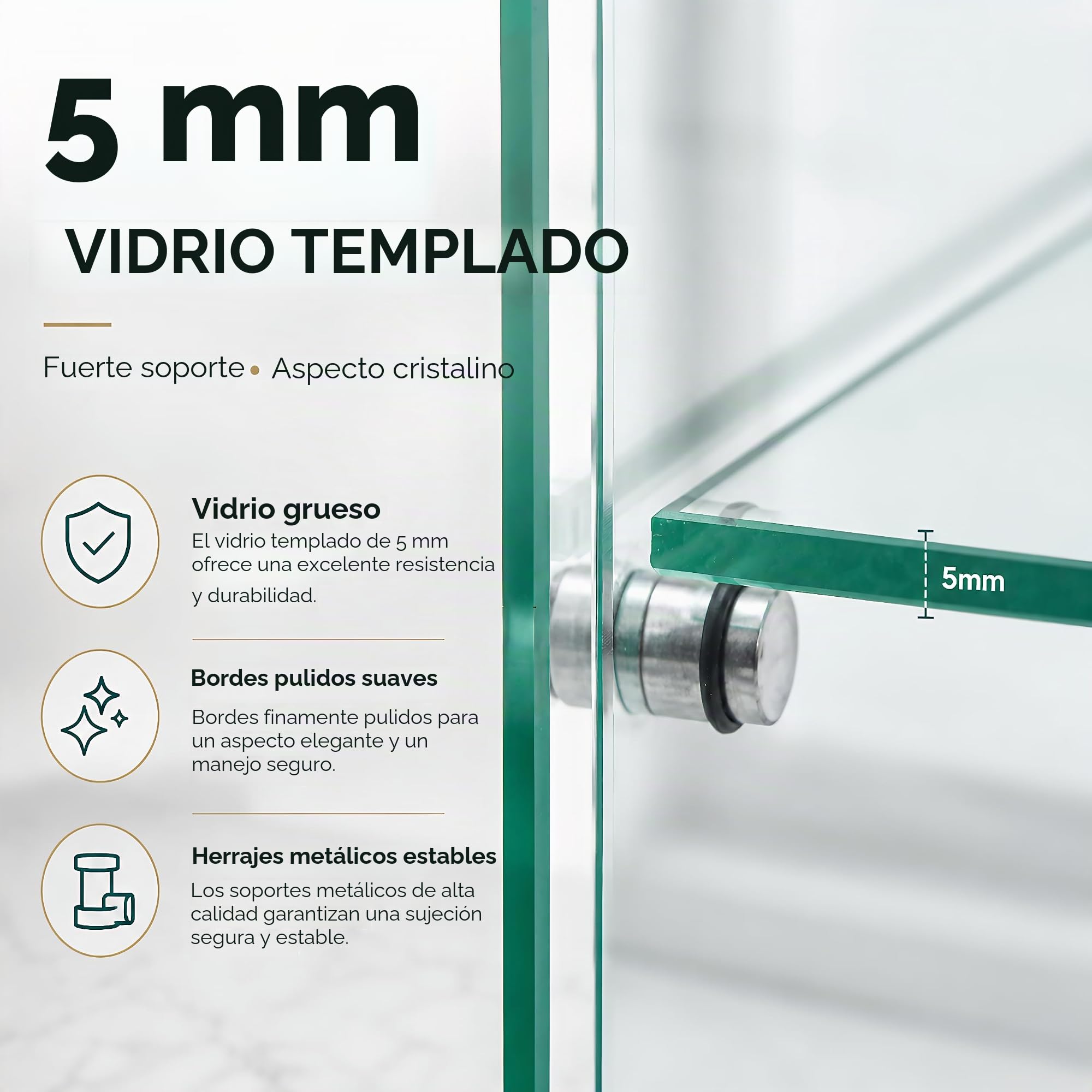 BRILVERDE Vitrina de cristal de pie, con LED, 3 pisos, con puertas y cerradura, para coleccionistas, libros, vino, oficina, salón (blanco, 125 x 42 x 36 cm)