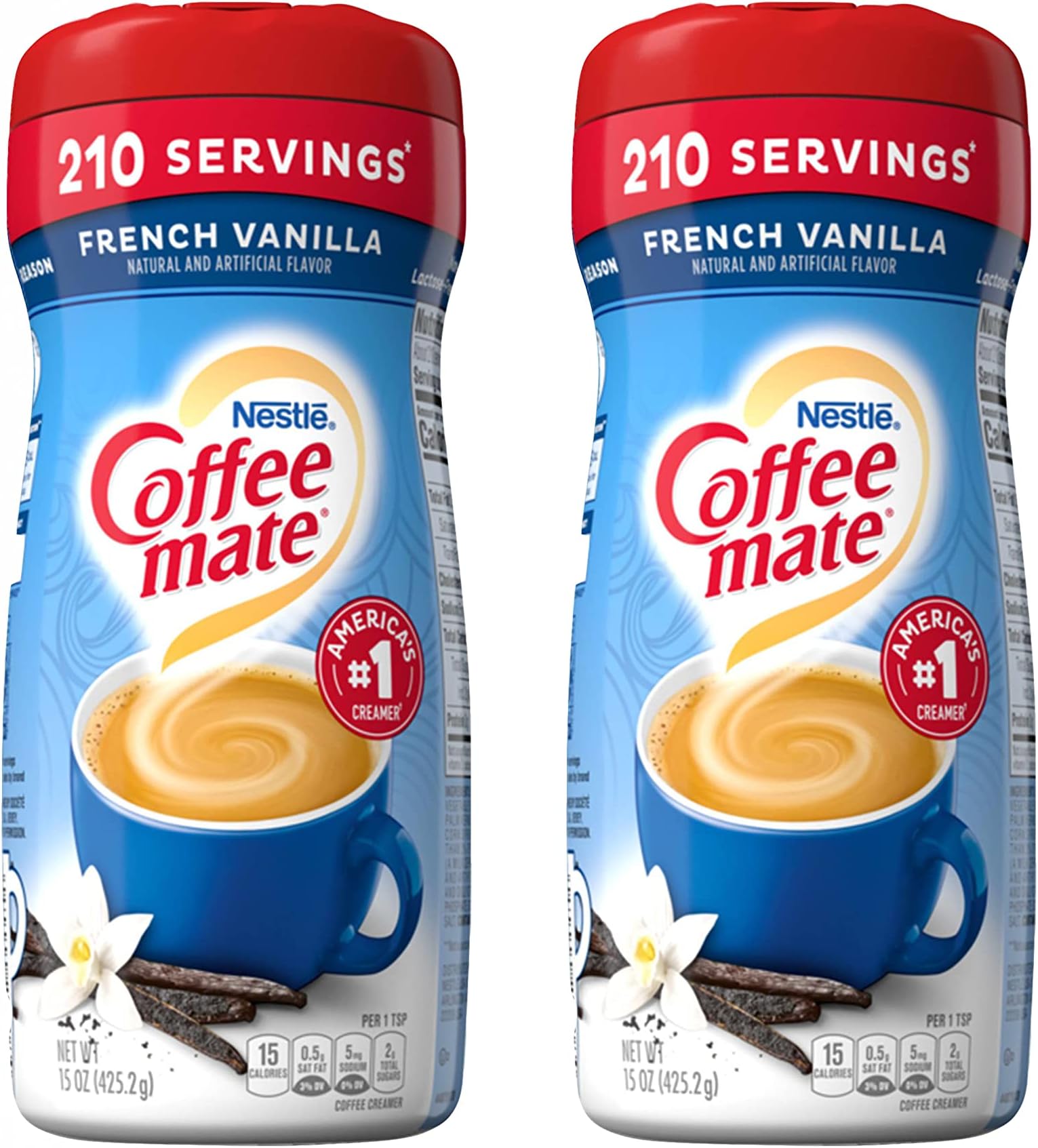 Coffee-Mate French Vanilla Powder Creamer 15oz | Transform Your Coffee into Warm Deliciousness | Pack of 2