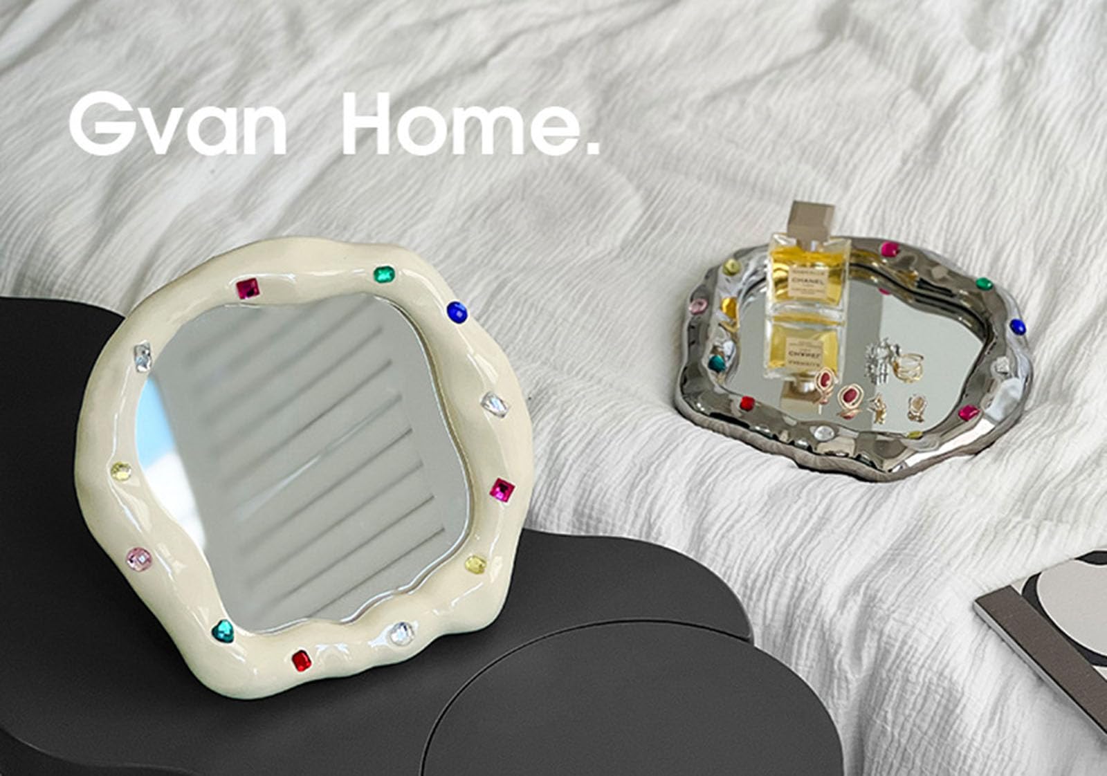 Specchio Decorativo Ovale per scrivania e Tavolo - Estetico - per la Decorazione della Camera da Letto e del Bagno,B