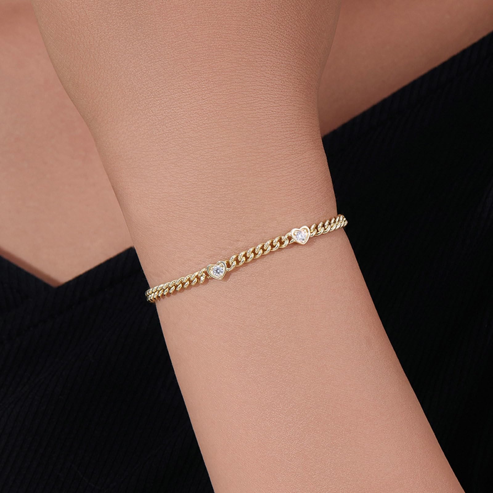 Pulsera de oro 750 585 375 para mujer, 21-23 cm