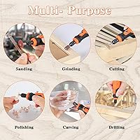 Vista 7 de HARDELL Herramienta rotativa inalámbrica de 3.7 V, kit de herramientas rotativas recargables con 3 velocidades, mini herramienta giratoria con 94