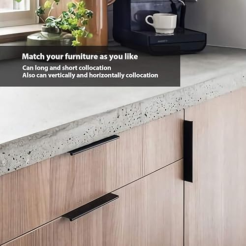 Miniatura 6 de Peaha LS7030BK128 - Paquete de 10 manijas negras para gabinetes de cocina, tiradores negros para cajones de tocador, borde de puerta, tirador de