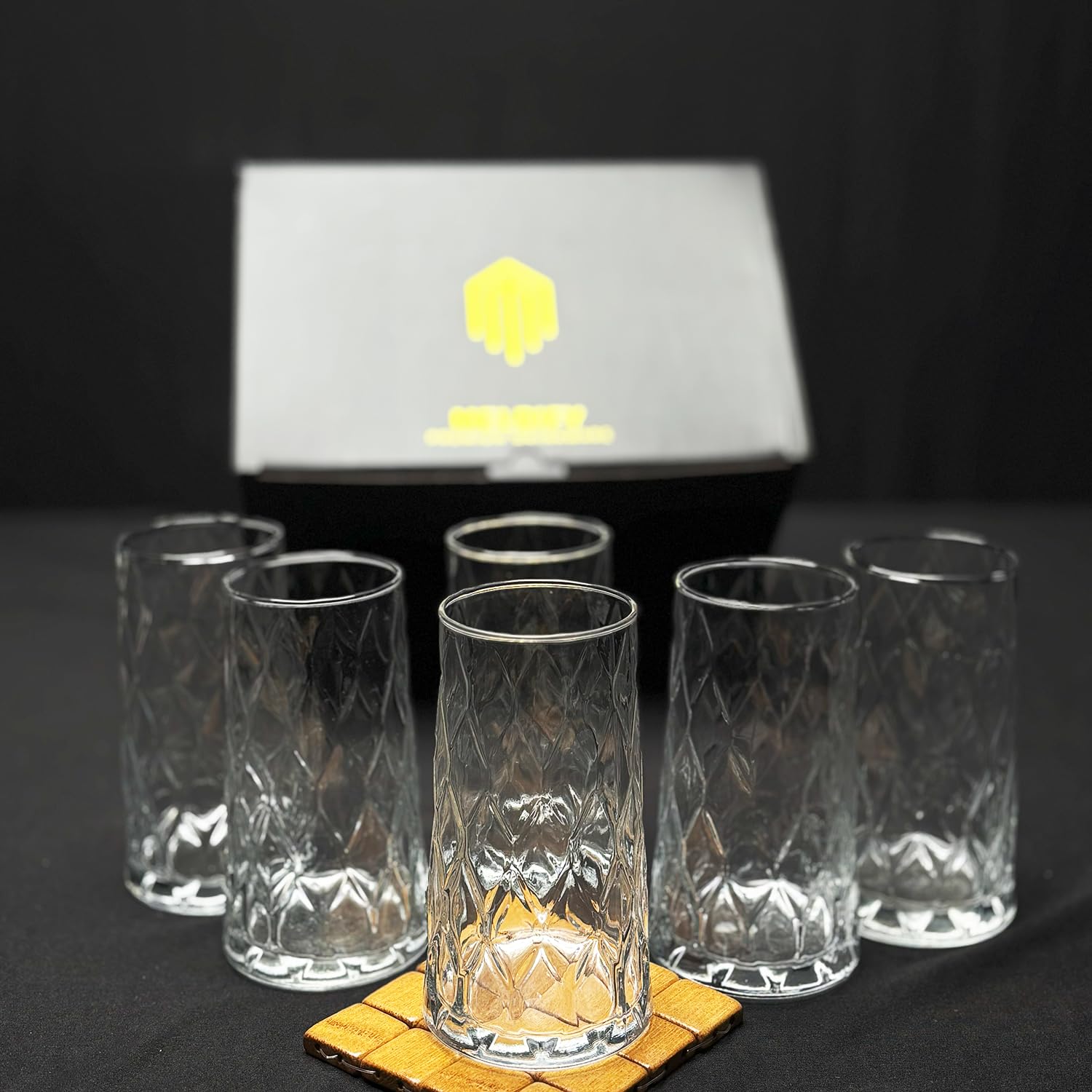 - Leafy Mojito Glasses | Set of 6 | 350 Ml | Highball Mojito Glass | Tall Glasses for Cocktail | Long Cocktail Glass | Unique Liit Cocktail Glass, Transparent