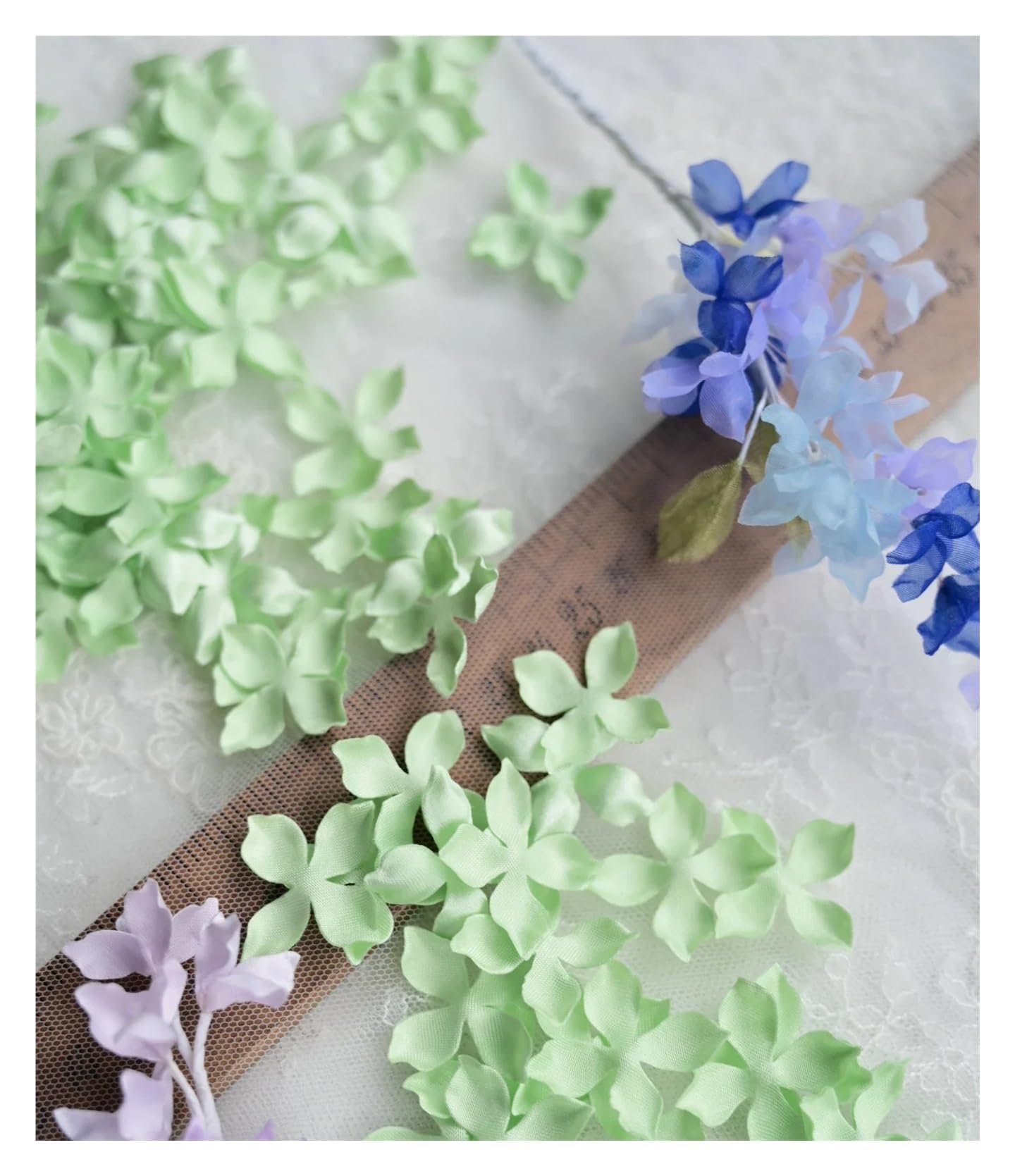 Wtaxbh Color 11 Iron On Patches Artificial Flower Petals 3Cm Petal Fake Wedding Homedecor Diy Scrapbook Card Craft Satin Applique 100Pcs(Color 11)