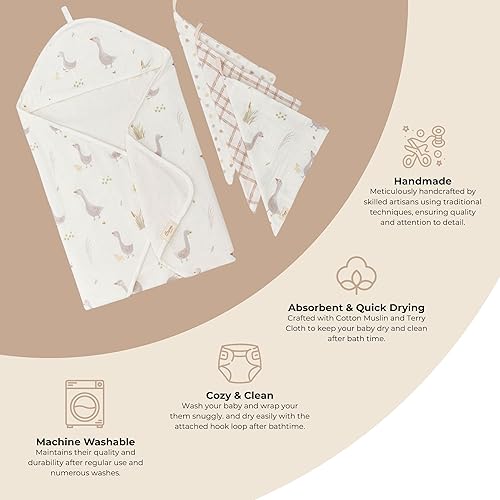 Vista 53 de Crane Baby Toalla con capucha - 100% algodón y tela de rizo, teñido anudado rosa, 30 x 30 pulgadas, toalla de playa y baño con capucha para bebé