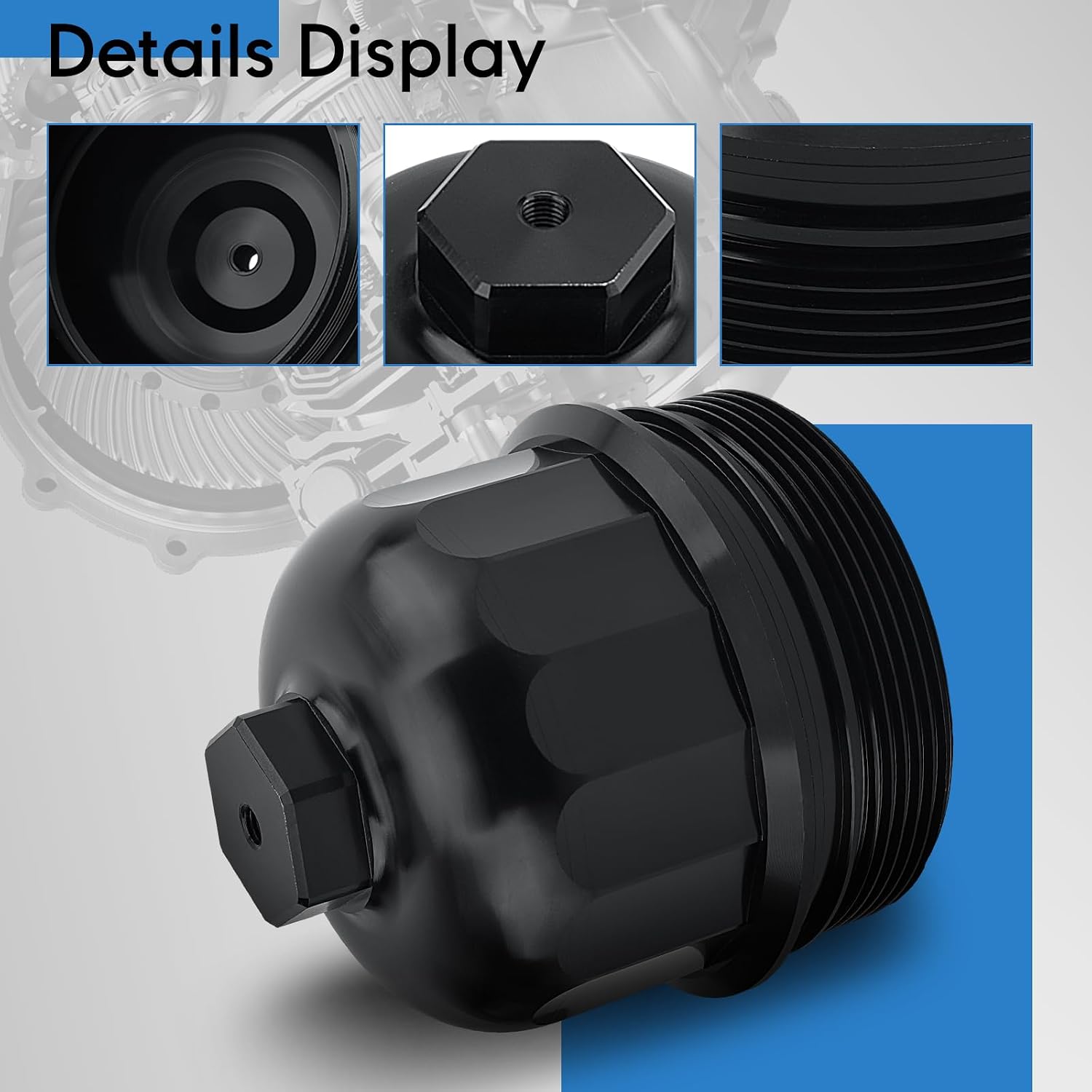 134001 Billet Aluminum Fuel Filter Housing Cap Compatible with 2017-2020 GM Duramax 6.6L L5P Chevy Silverado/GMC Sierra 2500HD 3500HD (Black)