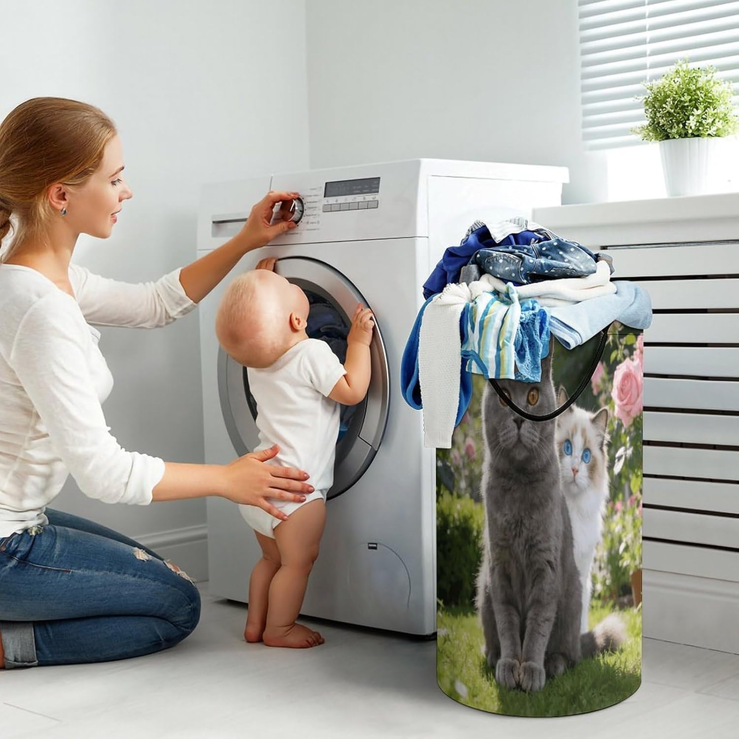 Blue Eyes And Amber Laundry Hamper 86L Waterproof Collapsible Clothes Basket with Double Handles Freestanding Foldable Laundry Basket Large Clothes Hamper for Bathroom