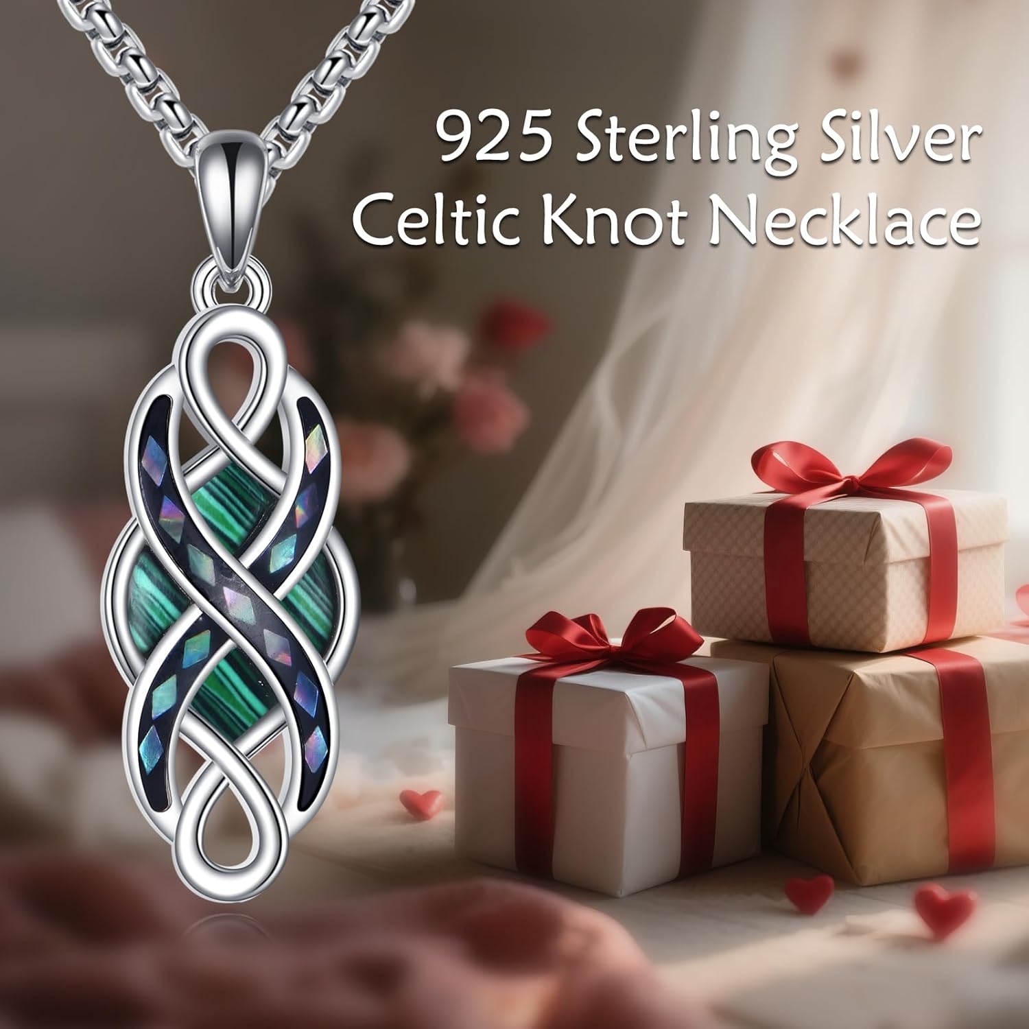 MONGAS Celtic Knot Necklace Sterling Silver Malachite Celtic Pendant Irish Necklace Irish Jewelry Gifts for Women - Image 6