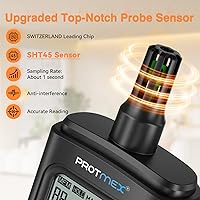 Vista 3 de YT606 Medidor de Temperatura y Humedad Higrómetro Digital de Alta Precisión con Humedad Ambiental, Humedad Relativa, Punto de Rocío, Termómetro