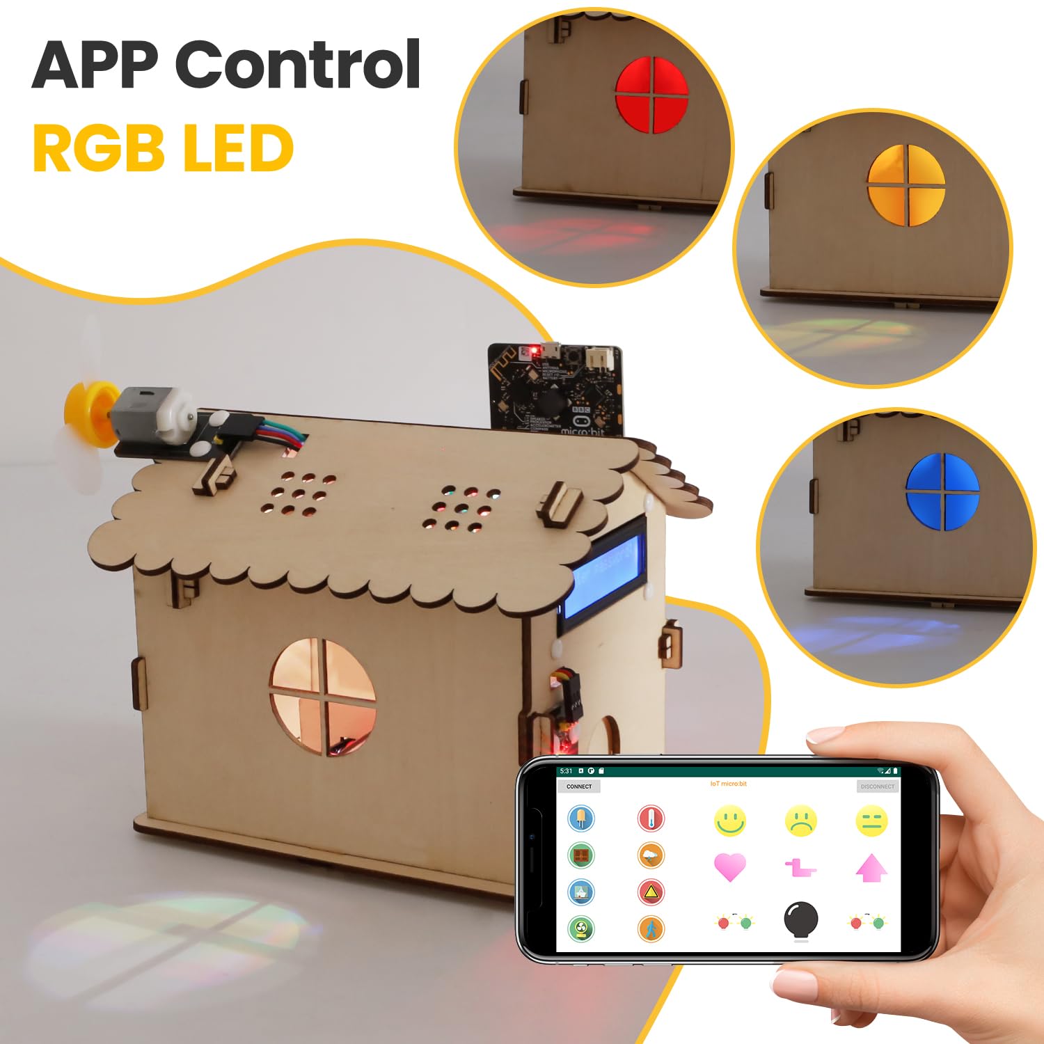 KEYESTUDIO Micro: Bit V2 Smart Home Kit z zabawnymi projektami kodowania trzpienia Microbit (w zestawie Microbit V2)