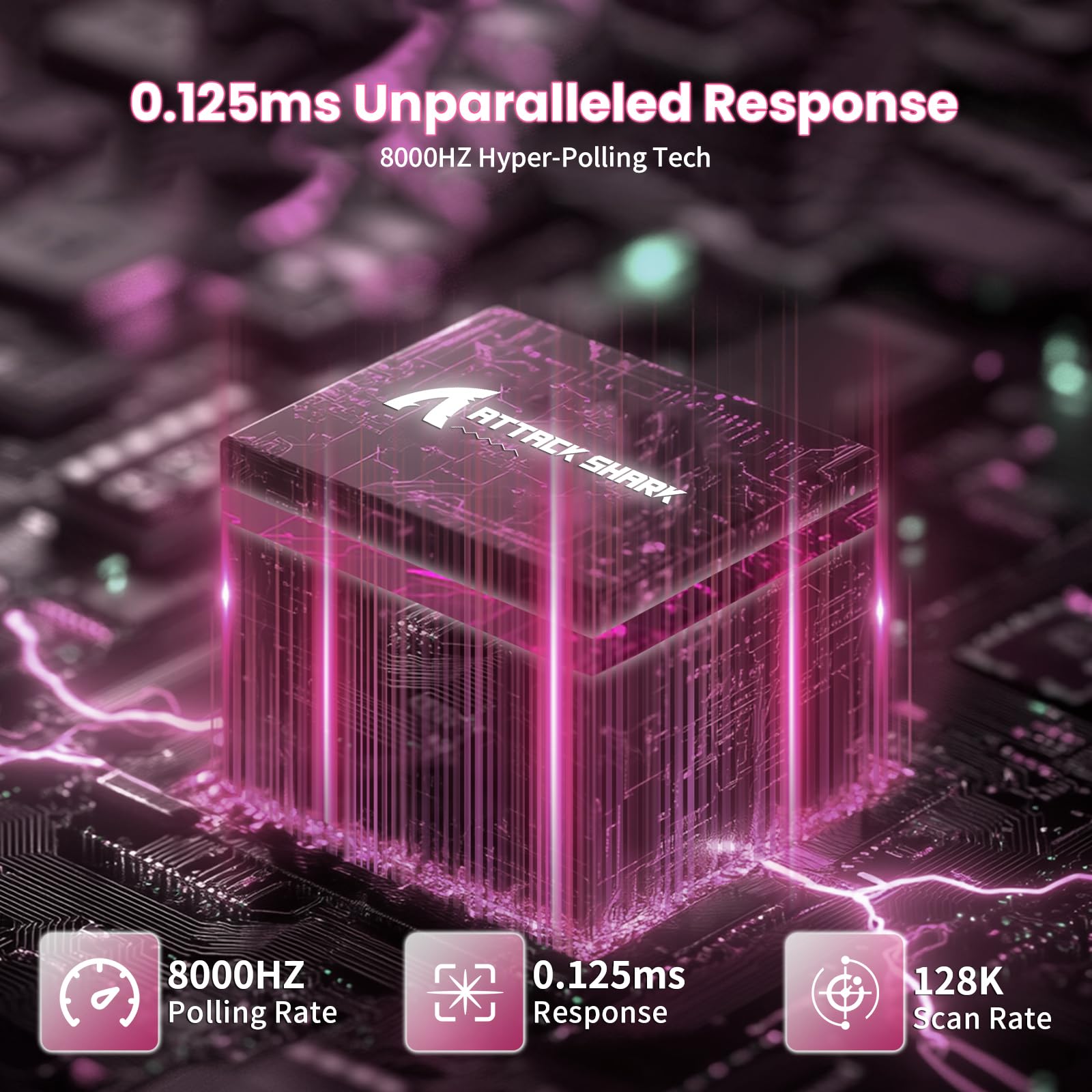 MAMBASNAKE x Attack Shark X68HE Teclado con Interruptor magnético de gatillo rápido, accionamiento Ajustable de 0,01 mm, con Cable en Espiral, 8000 Hz, RGB, Teclas PBT,SOCD (Rosa)