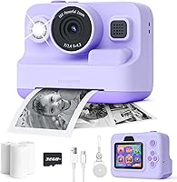 Vista 8 de Cámara de niños con impresión instantánea, cámaras instantáneas de 1080P para niños que imprimen fotos, regalos de Navidad de cumpleaños para niñas