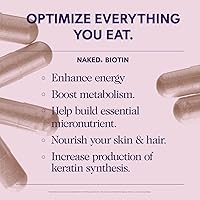 Vista 3 de NAKED Biotin 10,000mcg - Max Strength Vitamin B7 Supplement for Healthy Hair, Skin & Nails Support - Non-GMO, Gluten-Free, Vegan - Supports Keratin