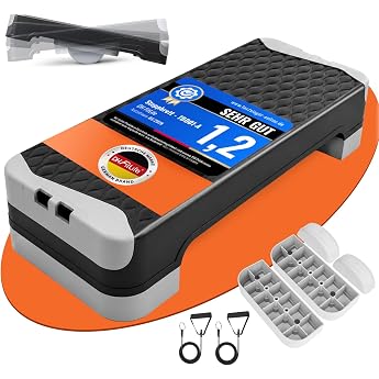DH FitLife 3-in-1 Step Board 10/15 cm Aerobic Stepper for Home up to 120 kg 2-fach h henverstellbar Nur 27 kg Balance-Board-Funktion 68   28 cm Widerstandsb nder inkl. Rutschfeste Gummipolster Step-up