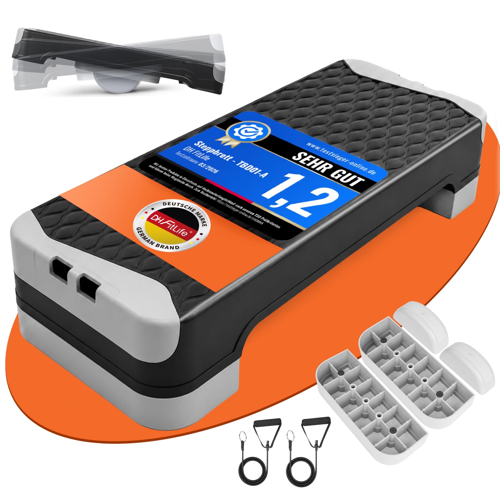 DH FitLife Stepper Für Zuhause | Verstellbares Steppbrett 10/15 cm | Aerobic Stepbenches & Step Up Brett mit Balance-Training | Trittstufe Für Stepper Fitness & Koordinationstraining