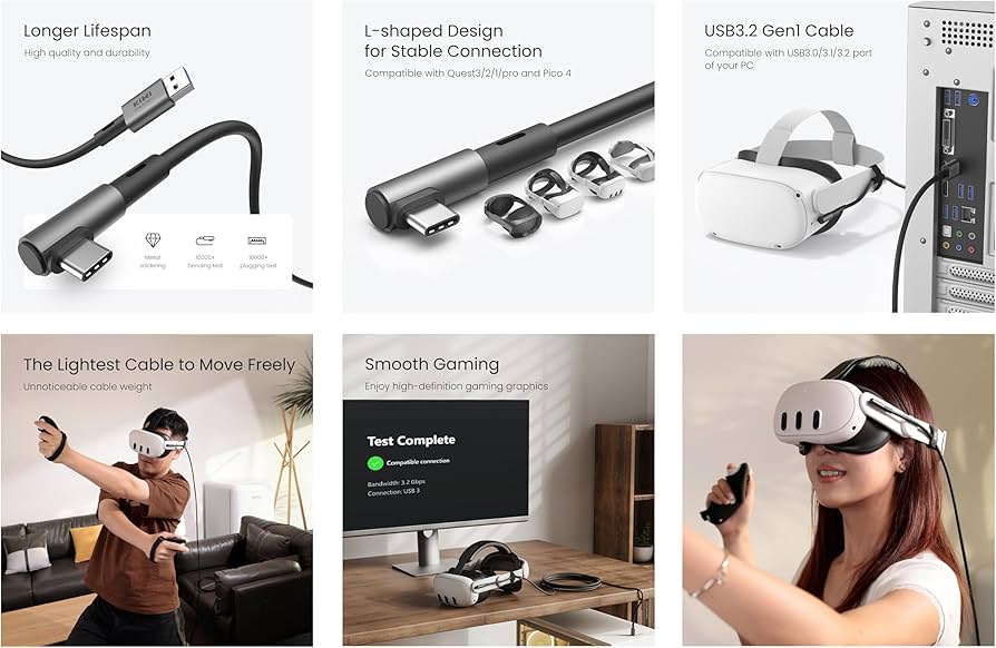 Amazon.co.jp: KIWI design 5M リンクケーブル Oculus/Meta