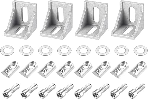 uxcell Juego de 4 kits de refuerzo de soporte de esquina interior, conector de ángulo 4040 de 1.496 x 1.496 x 1.378in para perfil de aluminio de la