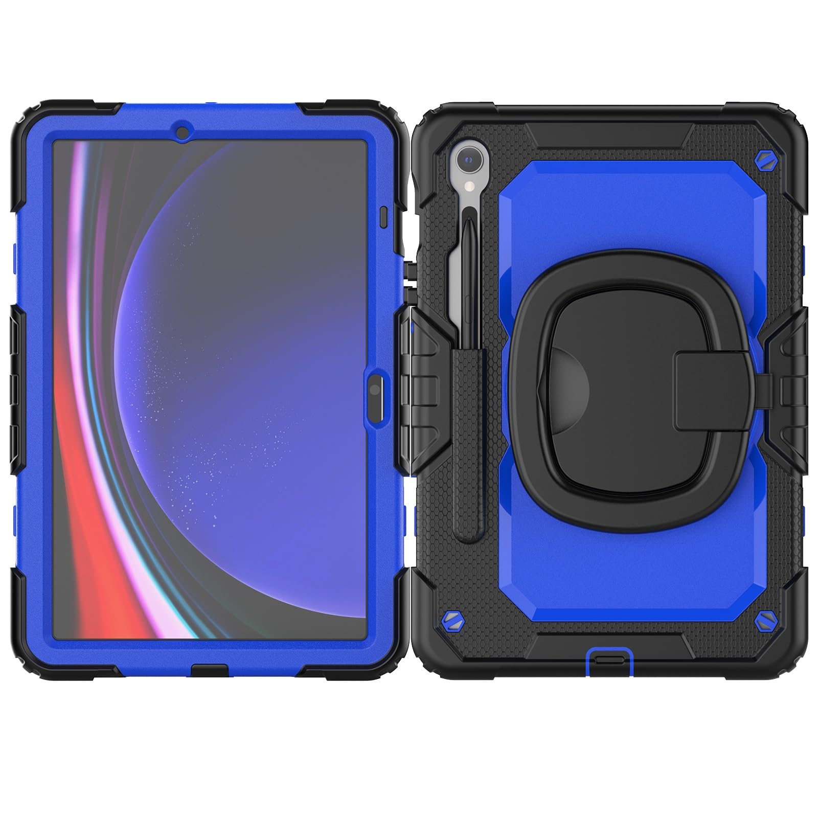 Ochronne etui na tablet PC, wytrzymałe, odporne na wstrząsy etui z tworzywa TPU kompatybilne z Samsung Galaxy Tab S9 11 cali 2023 X710/X716B/X718U etui dla dzieci, obracany o 360 stopni, uchwyt