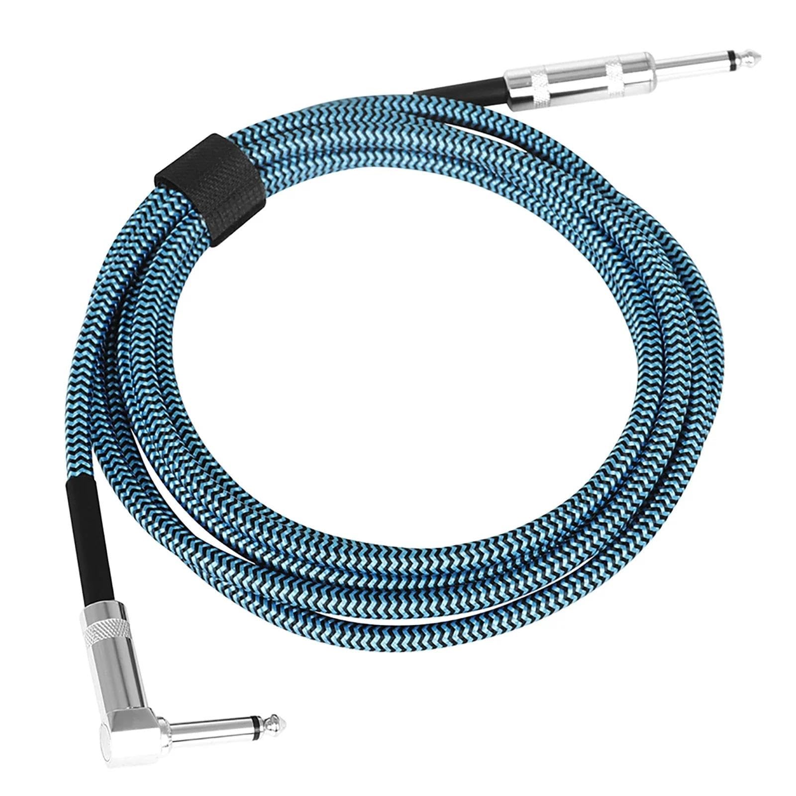 Pleciony Kabel Do Gitar I Basów 6,35 Mm Z Redukcją Szumów Czarno Niebieski Kable Gitarowe O Niskim Poziomie Szumów