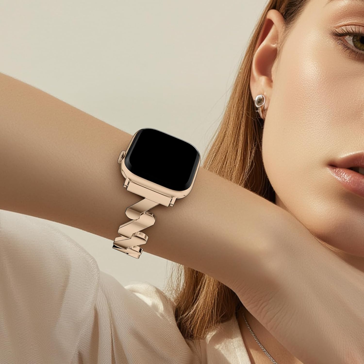 Easy-Snap ステンレスレディースバンド Apple Watch 49mm 46mm 45mm 44mm 42mm 41mm