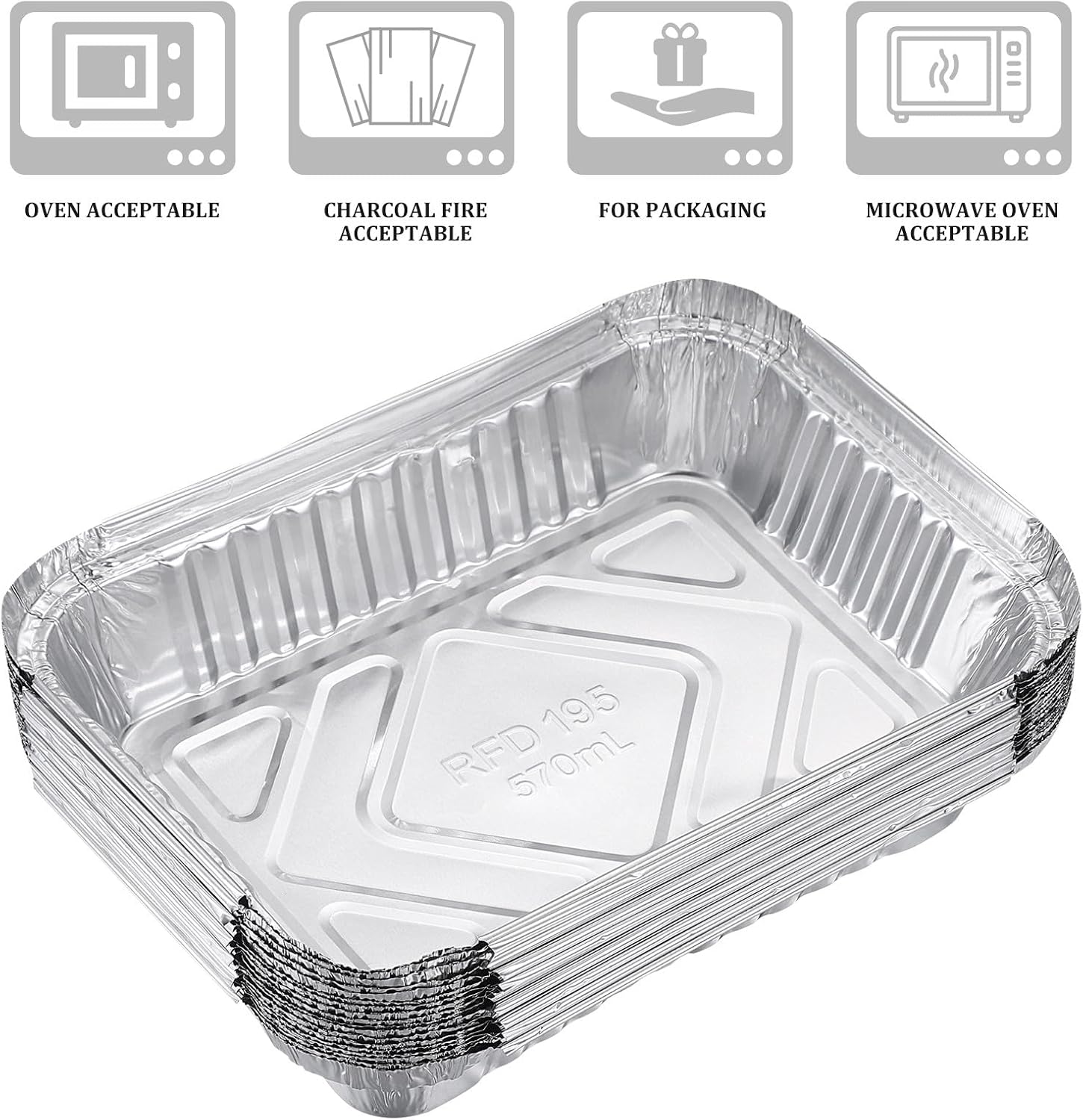 30pcs Aluminum Pans with Lids, Disposable Pots And Pans, Catering Trays Food Container for Outdoor Camping Vacation Trips Picnic Heating Cooking Baking Grilling, 570ml