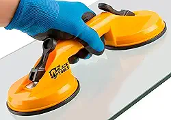 Ventosa Dupla a Vácuo para Vidro, Porcelanato e Mármore 60kg The Black Tools – Alavanca de Sucção, Borracha Alta Aderência, Corpo ABS Resistente