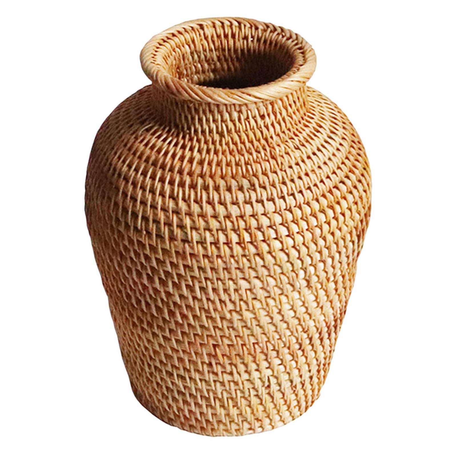 Vase en rotin tressé avec fond plat stable pour art floral durable
