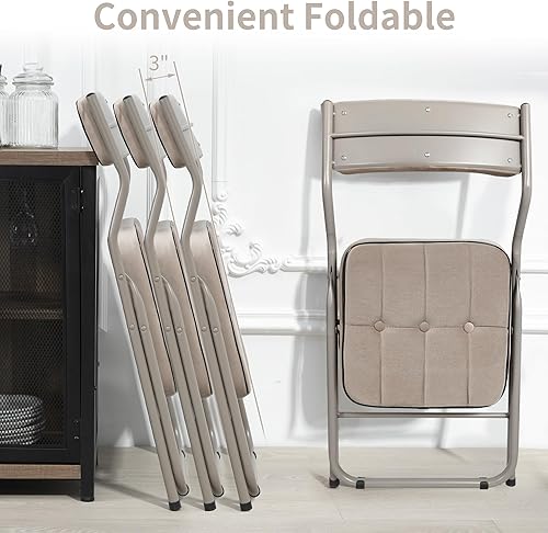 Miniatura 6 de HOMEFUN Paquete de 4 sillas plegables acolchadas, sillas de comedor plegables con cojín, asiento adicional portátil y ensamblado para invitados