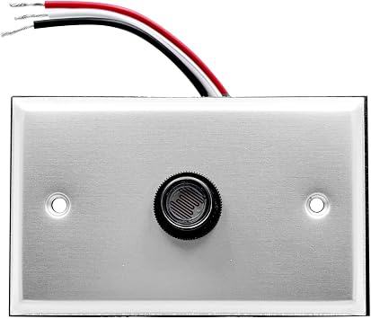 SSGP UL Listed Dusk to Dawn Photocell Sensor for Outdoor Lights - 120V AC Post Eye Photocontrol with Wall Plate, Button Style Auto Light Control