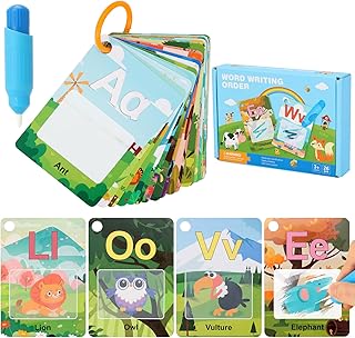 Reusable Magic Water Coloring Books for Toddlers,Mess Free,Water Painting Book,26 Educational Alphabet Flash Cards,Road Trip,Travel,Car Activities EssentialsToys Kids,Thoughtful Birthday Gifts