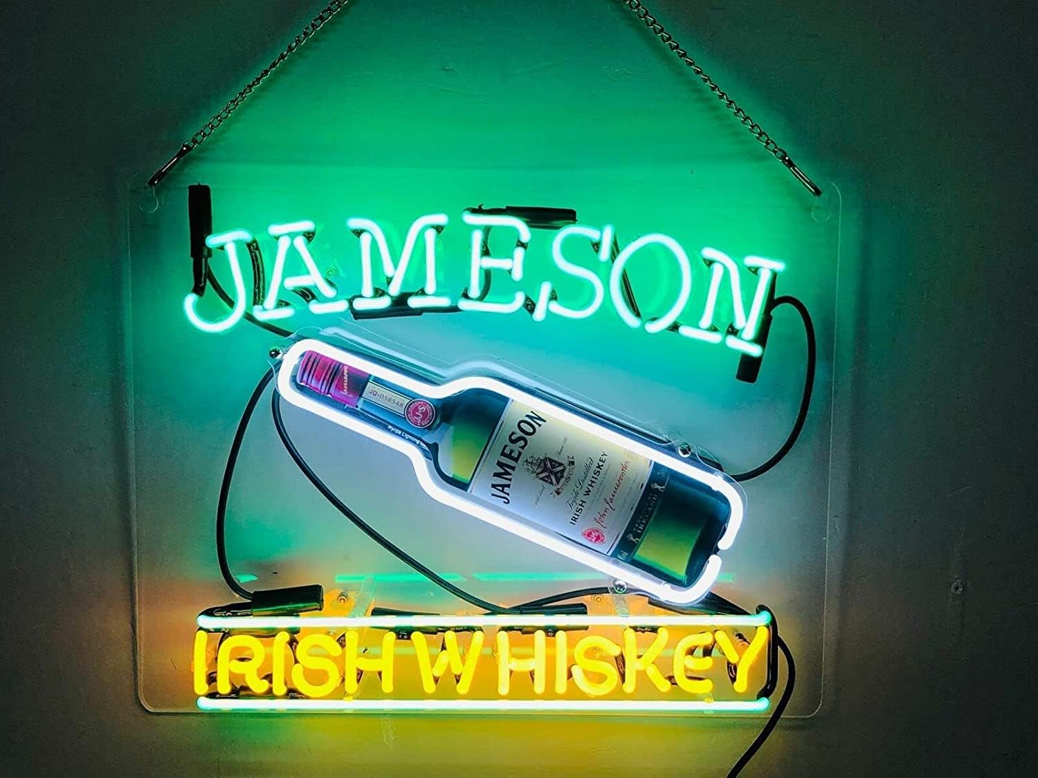 Neon Signs 20" Jamesons Irish Whiskey Bottle Neon Sign Acrylic Beer Pub Bar Handmade Wall Decor Neon Light A120JIWBA