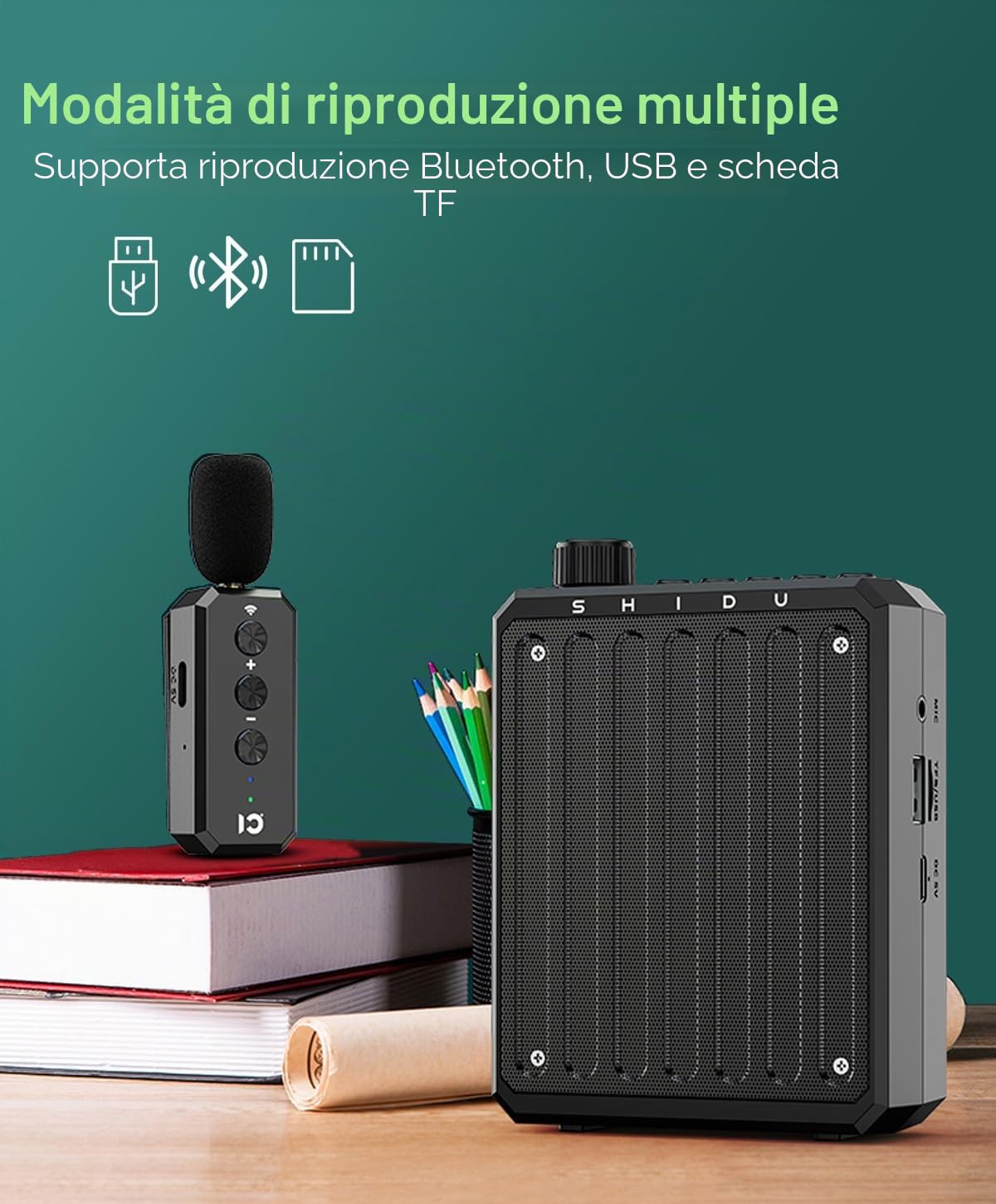 Amplificatore vocale insegnanti portatile con microfono a clip senza fili | Amplificatore vocale con microfono professionale, megafono vocale wireless da cintura con microfono Lavalier, Ricaricabile