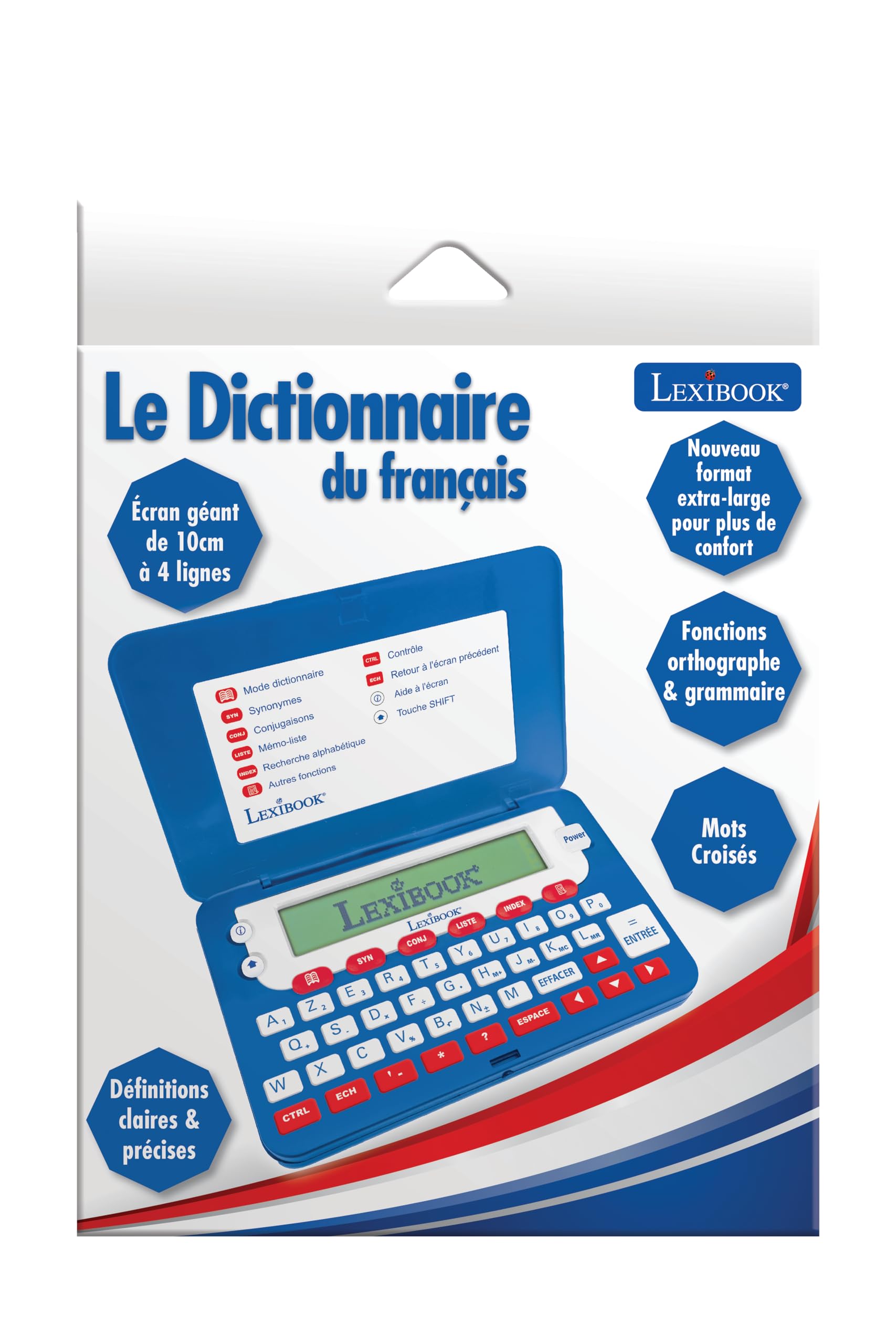 Lexibook, Diccionario de francés, Diccionario electrónico de Bolsillo, Definiciones, Ortografía y Gramática, Rimas, Crucigrama, Pantalla de 10 cm a 4 Líneas, Funciones avanzadas, Azul, D660FRLXB