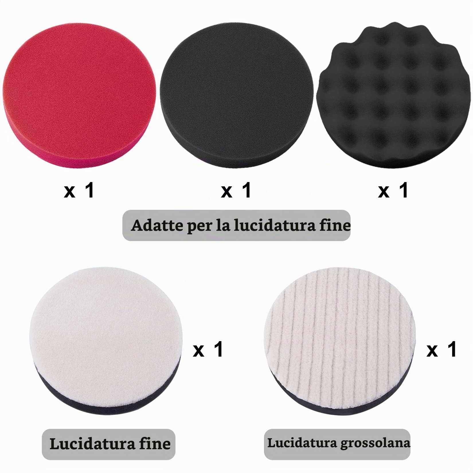 SIQUK 8 Pezzi Kit Lucidatrici Auto Tampone di Lucidatura 180mm Tamponi per Lucidatura Auto Dischi Lucidanti per Auto con Adattatore Trapano M14 per Levigatura Ceretta