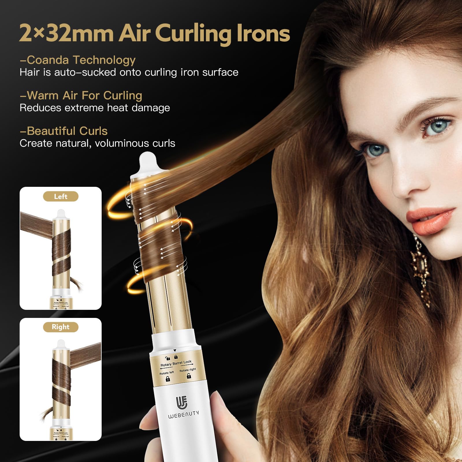 webeauty 6in1 Secador Pelo Set, Moldeador de Pelo,110000 RPM, 30M/S | 1400W Hair Dryer de Alta Velocidad,500 Millones de Iones Secador de Pelo con Cepillo Secador de Pelo y Air Rizador