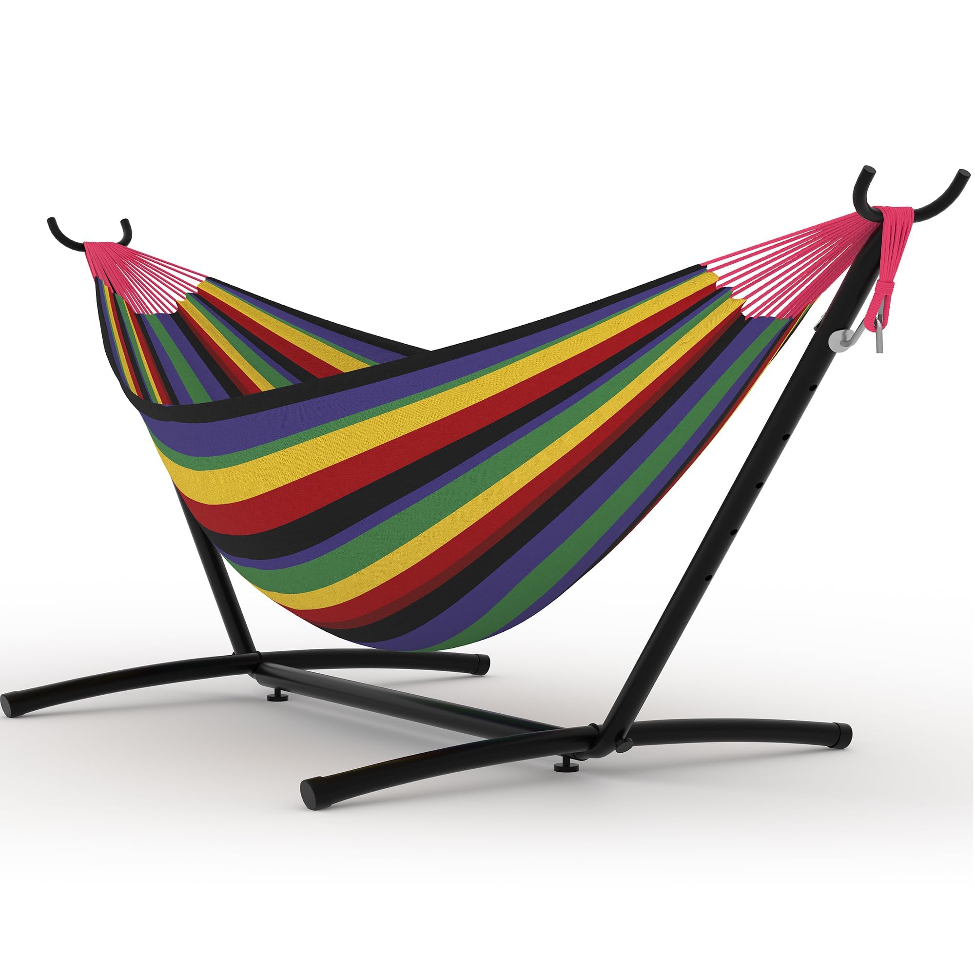 AffinityFurn Double Hammock with Heavy-Duty Steel Stand & Portable Carrying Bag, 2 Person Portable Hammock, 450 Lbs Capacity, 6 Adjustable Height, Indoor Outdoor Hammock for Patio Pool Backyard