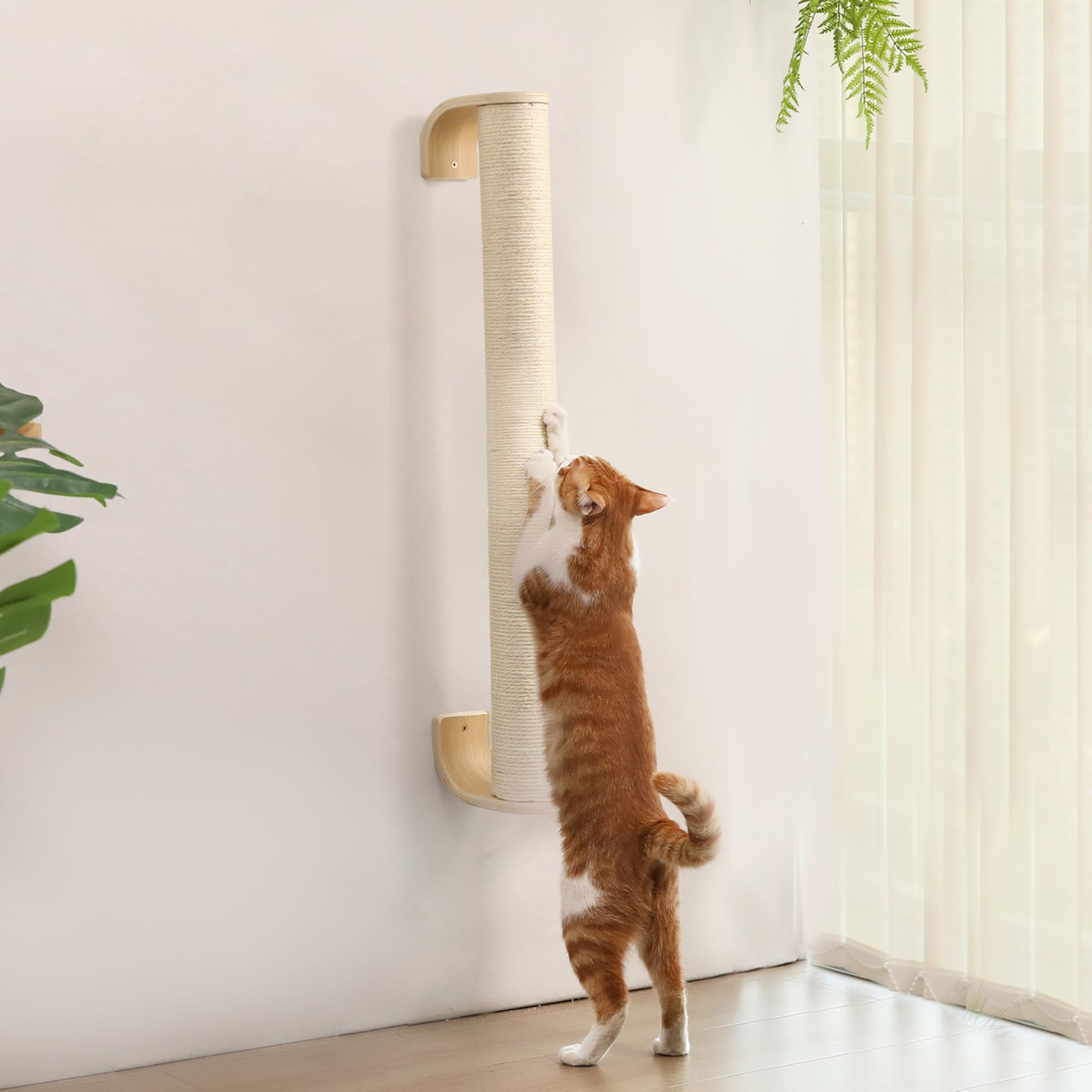 FUKUMARU Poste rascador para Gatos de Pared, rascador de 71 cm para Montaje en Pared, rascador de Pared Estable de sisal