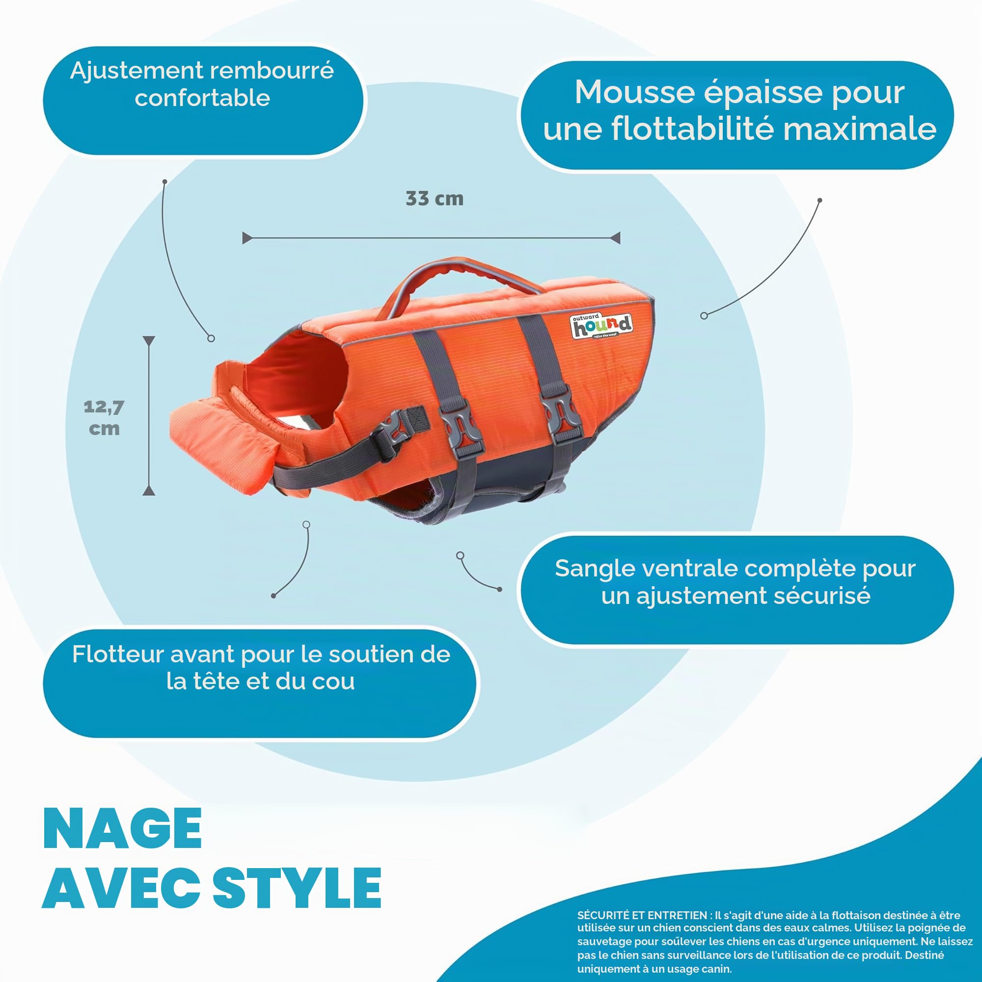 Outward Hound Gilet de sauvetage pour chien Granby Splash - orange - S