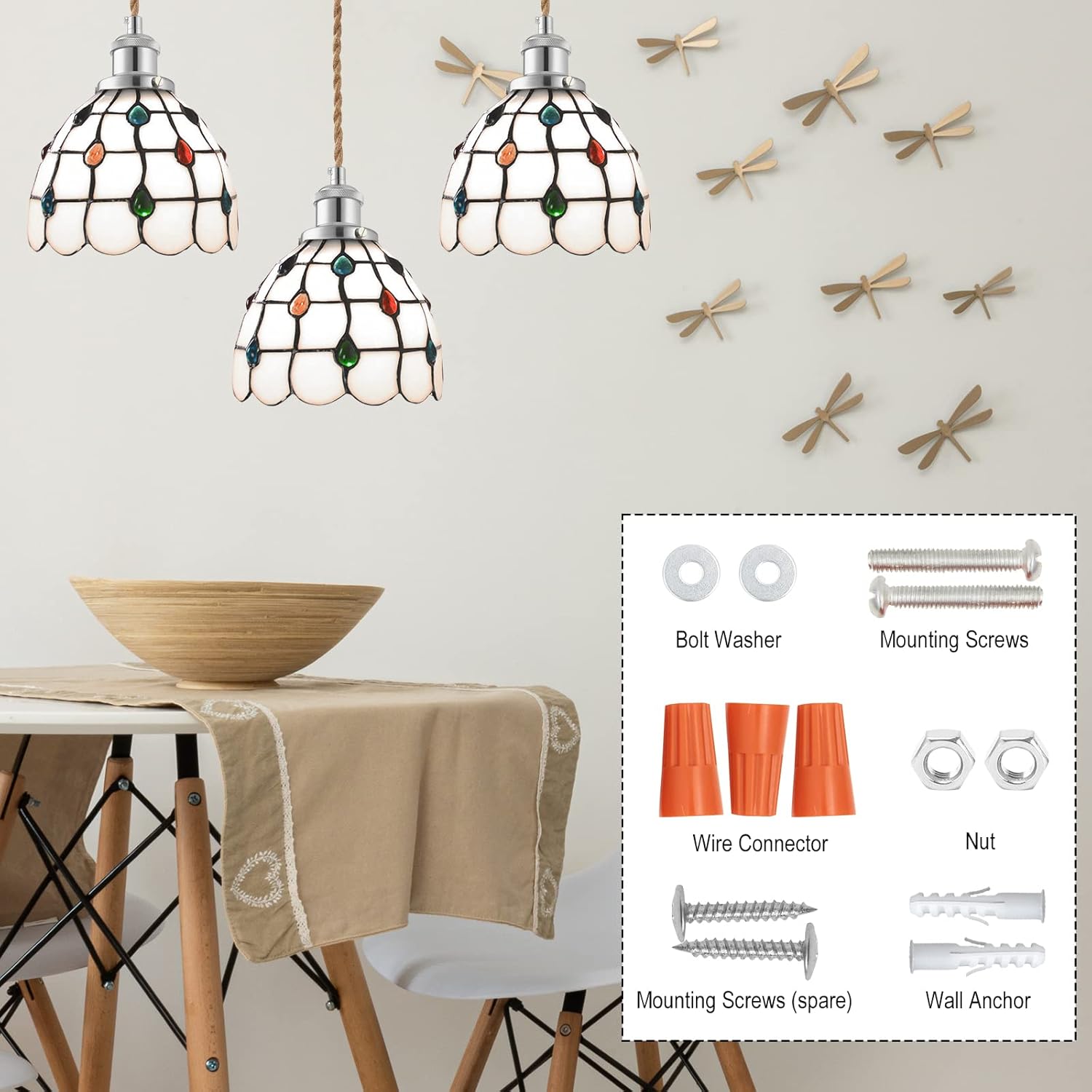 Industrial Mini Pendant Light Kit, E26 Socket Pendant Hanging Light, Hemp Rope Vintage Hanging Pendant Light Cord, Adjustable Pendant Lights Ceiling Mount Kitchen Island Farmhouse