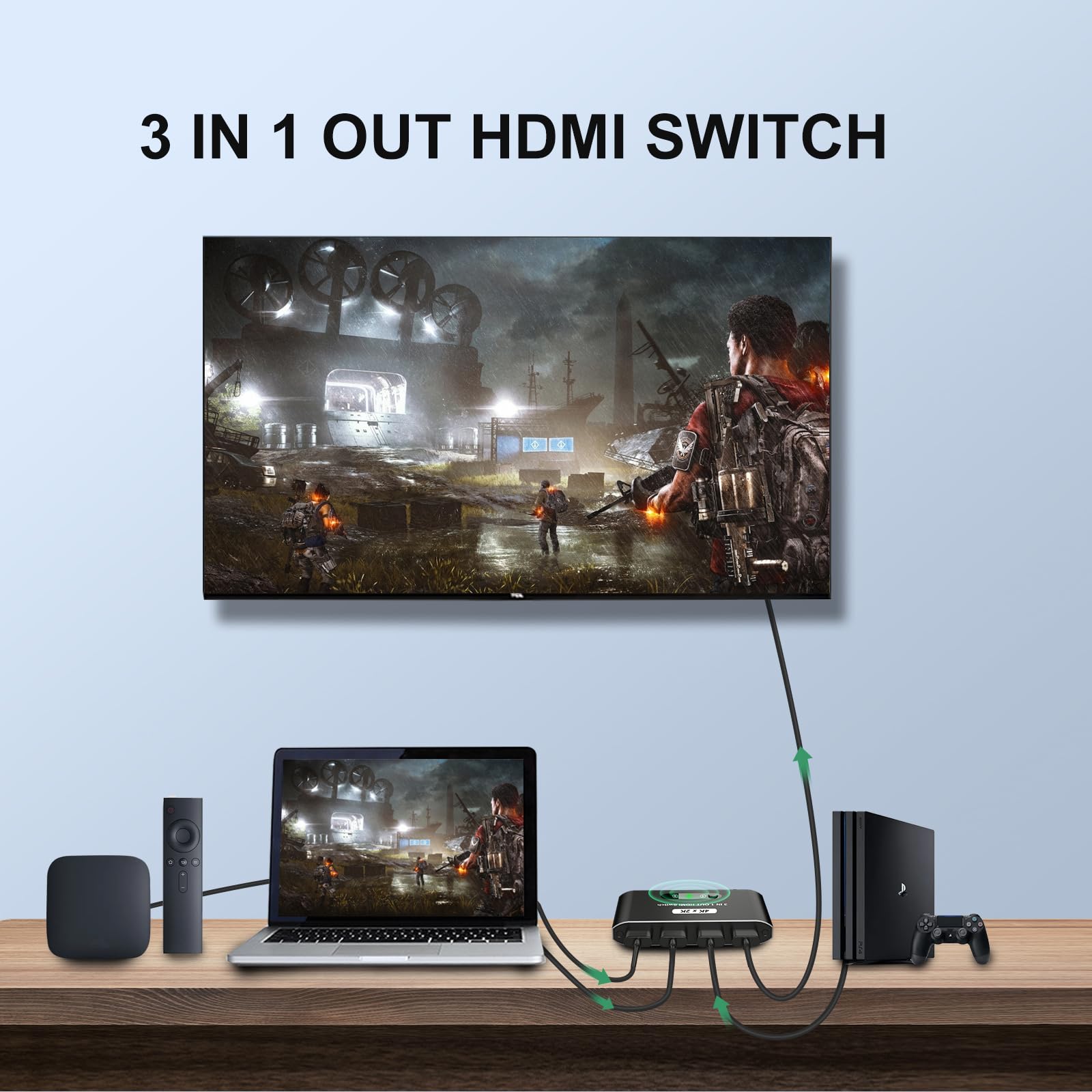 Répartiteur HDMI 4K avec télécommande, boîtier Switch HDMI 3 en 1, commutateur HDM en Aluminium à 3 Ports, supporte 4K HD 3D 1080P pour boîtier câble,Fire Stick,Nintendo Switch,Xbox,PS3/4,DVD Blu-Ray
