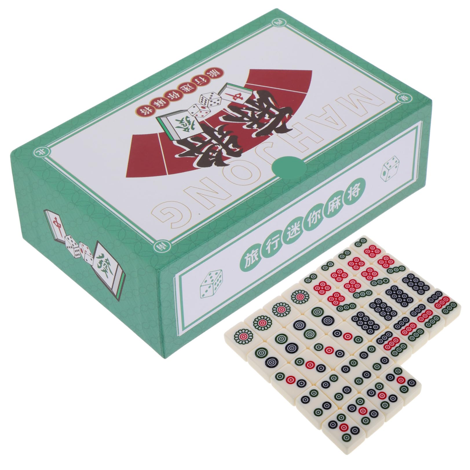ibasenice Mini Mahjong Kit Portable Ensemble Compact De Tuiles Traditionnelles pour Voyage Et Usage Domestique pour Petits Et Étudiant