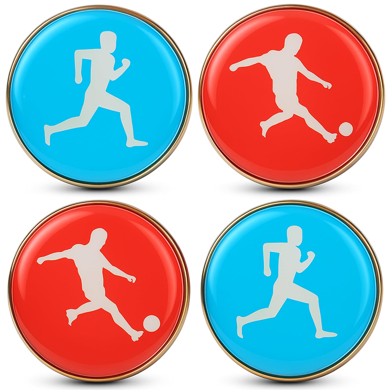 VBESTLIFE 4PCS Referee Toss Coin, Two Sided Metal Flip Coin for Football, Soccer, Volleyball, Table Tennis, Blue Red Judge Decision Coin